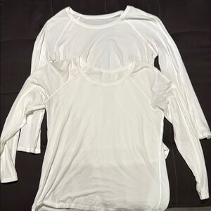 2 Women's Lululemon White Long Sleeve Tops